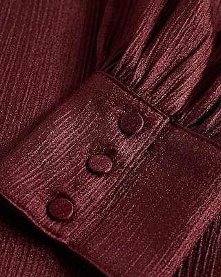 Metallic V-Neck Long Sleeve Wrap Mini Dress