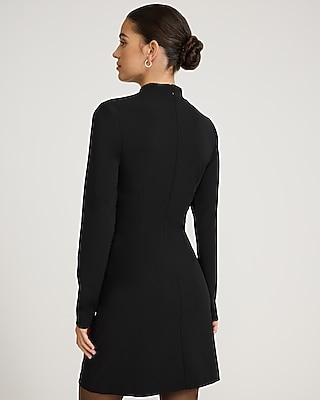 Mock Neck Long Sleeve Draped Mini Dress