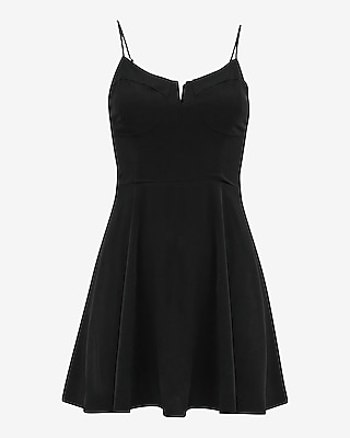 V-wire Sleeveless Corset Smocked Back Mini Fit And Flare Dress | Express