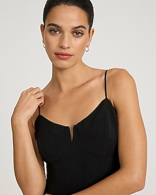 V-wire Sleeveless Corset Smocked Back Mini Fit And Flare Dress | Express