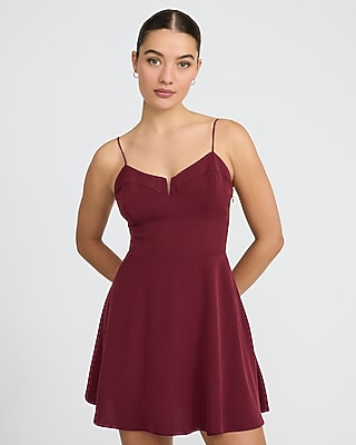 Ribbed Long Sleeve Mini Fit And Flare Polo Sweater Dress | Express