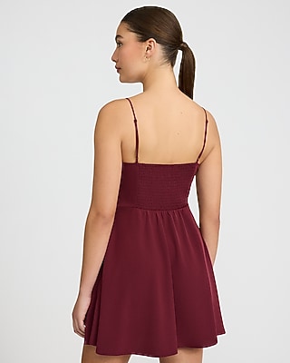 V-Wire Sleeveless Corset Smocked Back Mini Fit and Flare Dress