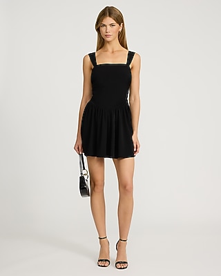 Square Neck Sleeveless Ruched Mini Dress with Pockets