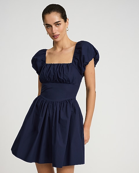 puff sleeve dress with square neck Emma Lace Sleeves adding a touch of sophistication and style to any occasion Ruched Square Neckline Short Puffy