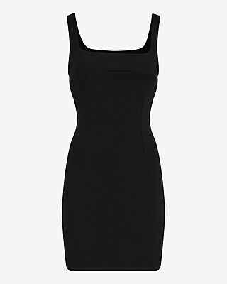 Crepe Square Neck Sleeveless Mini Sheath Dress