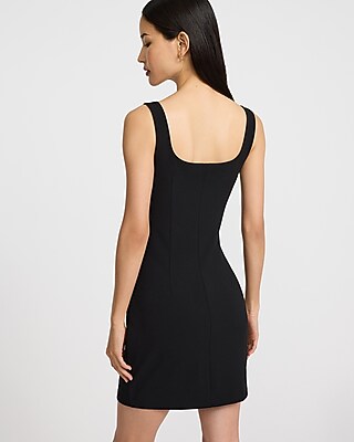 Crepe Square Neck Sleeveless Mini Sheath Dress
