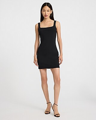 Crepe Square Neck Sleeveless Mini Sheath Dress