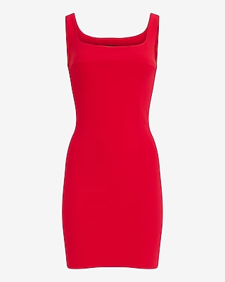Crepe Square Neck Sleeveless Mini Sheath Dress