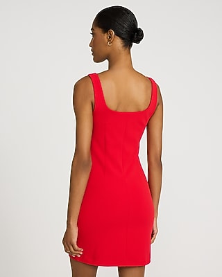 Crepe Square Neck Sleeveless Mini Sheath Dress