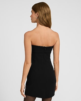 Crepe Strapless Foldover Mini Sheath Dress