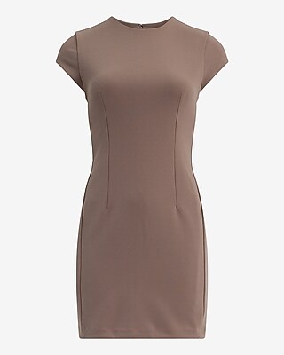 Crepe Crew Neck Short Sleeve Mini Dress