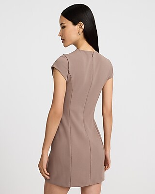 Crepe Crew Neck Short Sleeve Mini Dress