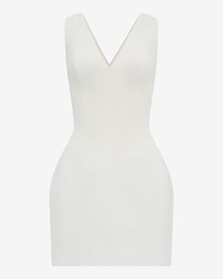 Structured Double V-Neck Sleeveless Mini Dress
