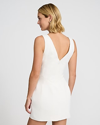 Structured Double V-Neck Sleeveless Mini Dress
