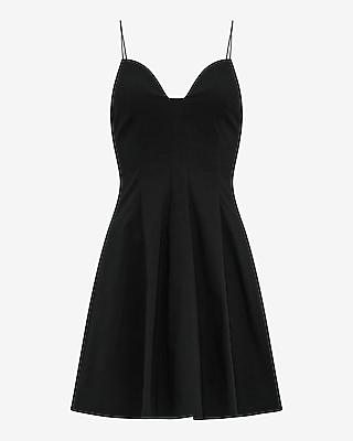 Poplin V-Neck Sleeveless Seamed Mini Dress with Pockets