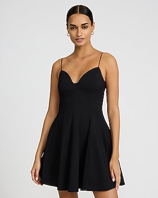 Poplin V-Neck Sleeveless Seamed Mini Dress with Pockets