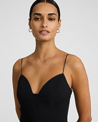 Poplin V-Neck Sleeveless Seamed Mini Dress with Pockets