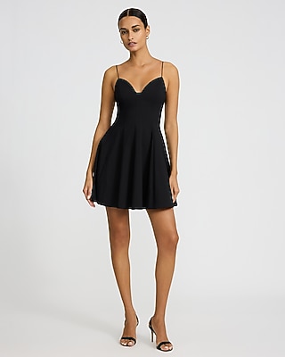 Poplin V-Neck Sleeveless Seamed Mini Dress with Pockets