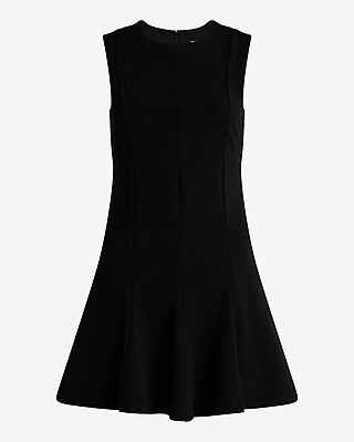 Crepe Crew Neck Seamed Mini Dress