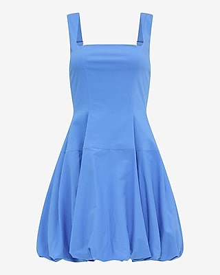 Square Neck Sleeveless Bubble Mini Dress with Pockets