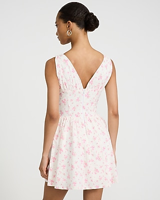 Floral V-Neck Sleeveless Corset Mini Dress