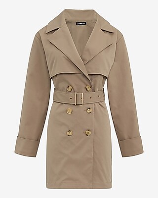 Double Breasted Mini Trench Coat Dress | Express