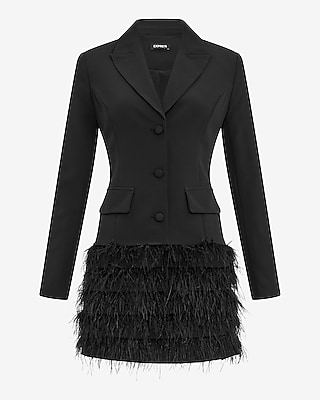 Pleated Feather Skirt Mini Blazer Dress - image 5