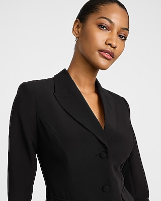 Pleated Feather Skirt Mini Blazer Dress - image 2