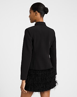 Pleated Feather Skirt Mini Blazer Dress - image 3