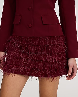 Pleated Feather Skirt Mini Blazer Dress - image 2