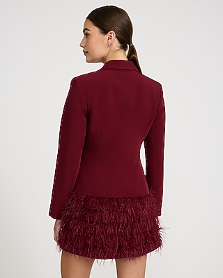 Pleated Feather Skirt Mini Blazer Dress - image 3