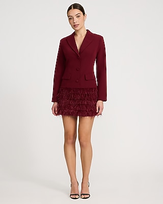 Pleated Feather Skirt Mini Blazer Dress - image 4