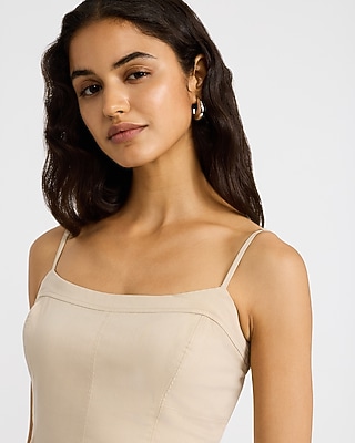 Stretch Cotton Poplin Drop Waist Bubble Hem Mini Dress with Pockets