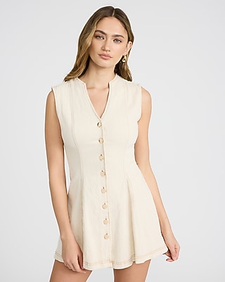 beige jean dress Nanushka Beige Monogram Long Sleeve Dress