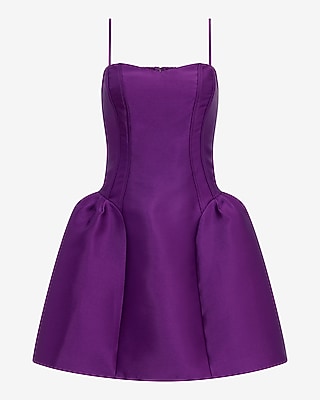 Satin Sweetheart Drop Waist Smocked Back Mini Dress with Pockets