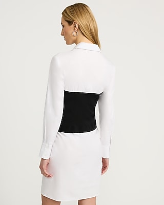 Layered Tube V-Neck Collared Mini Shirt Dress