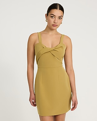 Sweetheart Sleeveless Twist Bow Mini Sheath Dress