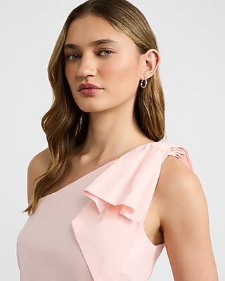 One Shoulder Bow Mini Sheath Dress - image 2