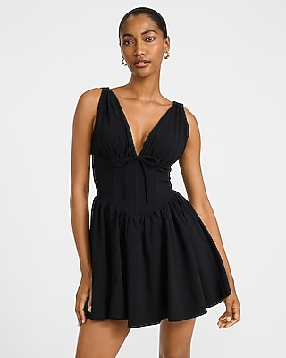 crochet lace dress Belle Lace Trim Corset Fit and Flare Mini Dress – Groovy Mimi