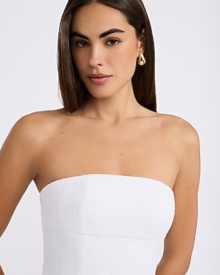 Boucle Strapless Structured Mini Dress - thumbnail 2