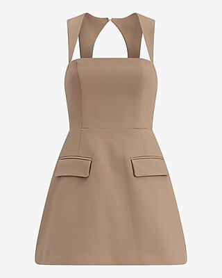 Structured Square Neck Fit and Flare Mini Dress