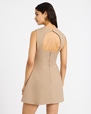 Structured Square Neck Fit and Flare Mini Dress