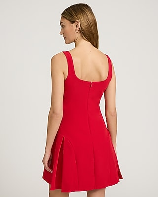 Square Neck Sleeveless Pleated Mini Dress - image 2