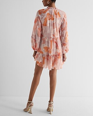 express pink ruffle dress Express Women's Textured Mesh Sweetheart Ruffle Mini Dress in Pink Large