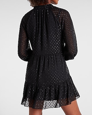 textured clip dot tiered trapeze dress