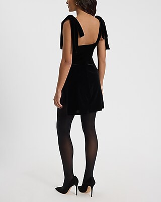Velvet Sweetheart Tie Strap Ruched Mini Dress