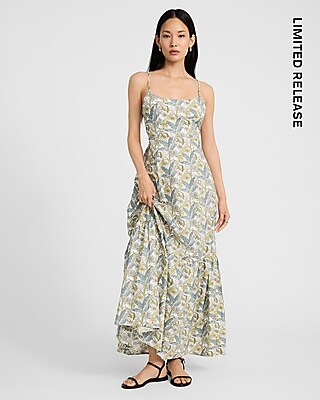 Printed Square Neck Sleeveless Maxi Dress