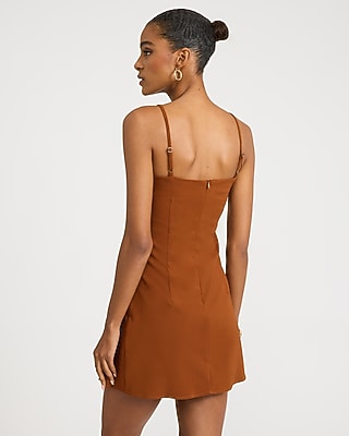 Square Neck Drop Waist Pleated Mini Dress - thumbnail 2