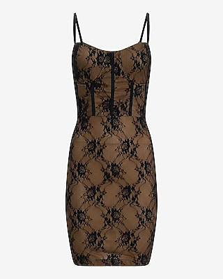 Floral Lace Sweetheart Corset Mini Sheath Dress - thumbnail 5