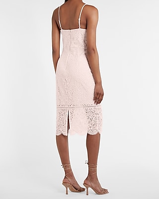 scalloped lace midi dress